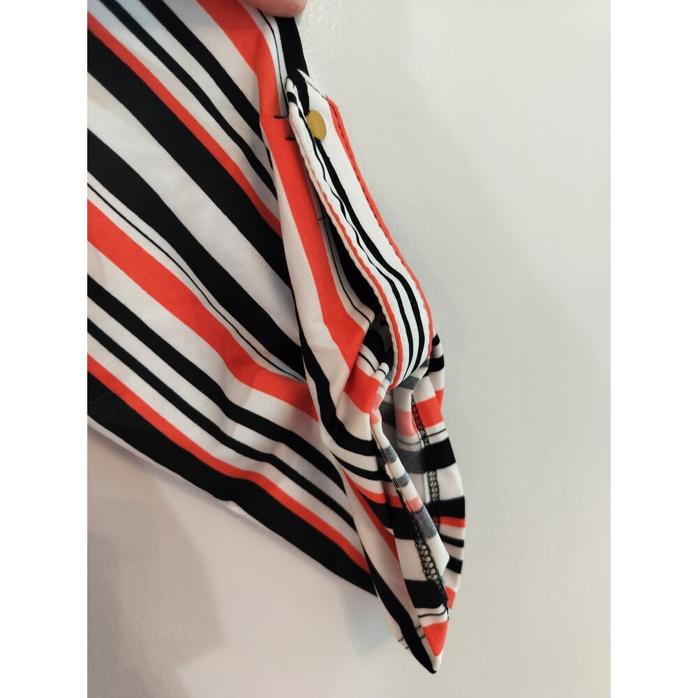 Robert Louis Women’s Small Striped Blouse Zip V-Neck 3/4 Sleeve Top - Picture 3 of 8
